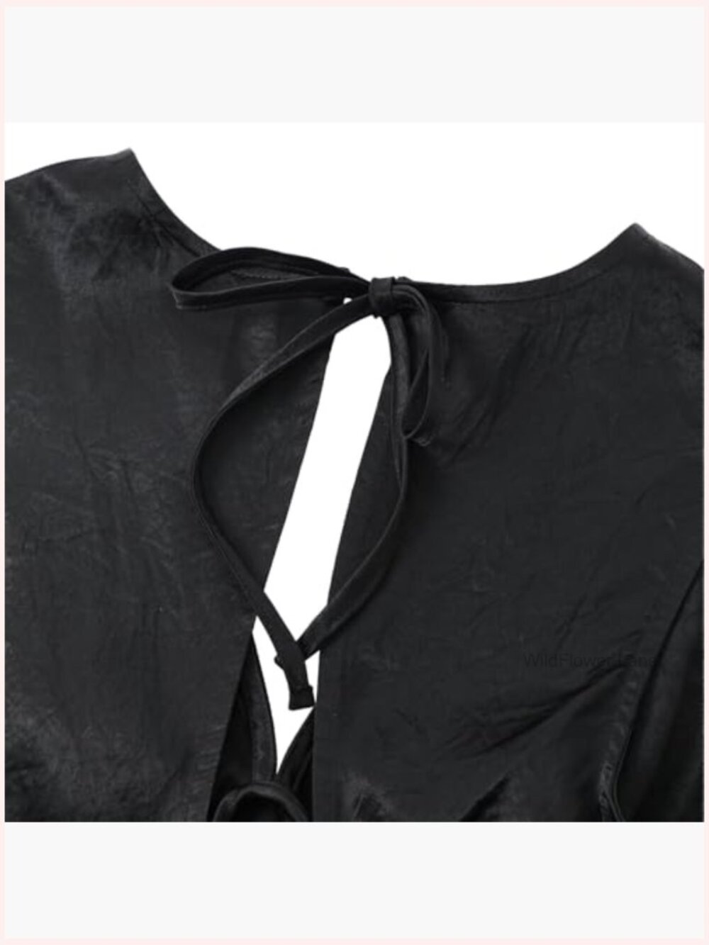 Acetate V-Neck Open Back Tank Top Self Tie Sleeveless Blouse - Picture 3 of 7